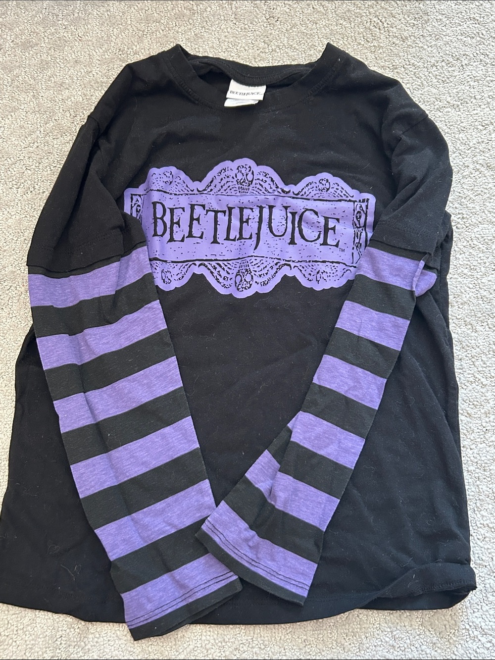 Beetlejuice Black & Purple Long Sleeve Layered Tee